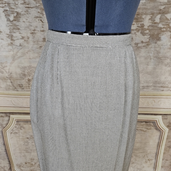 Vintage Houndstooth Pencil Skirt VTG 1990s 90s M Black White Academia Pinup Ska - Picture 8 of 11